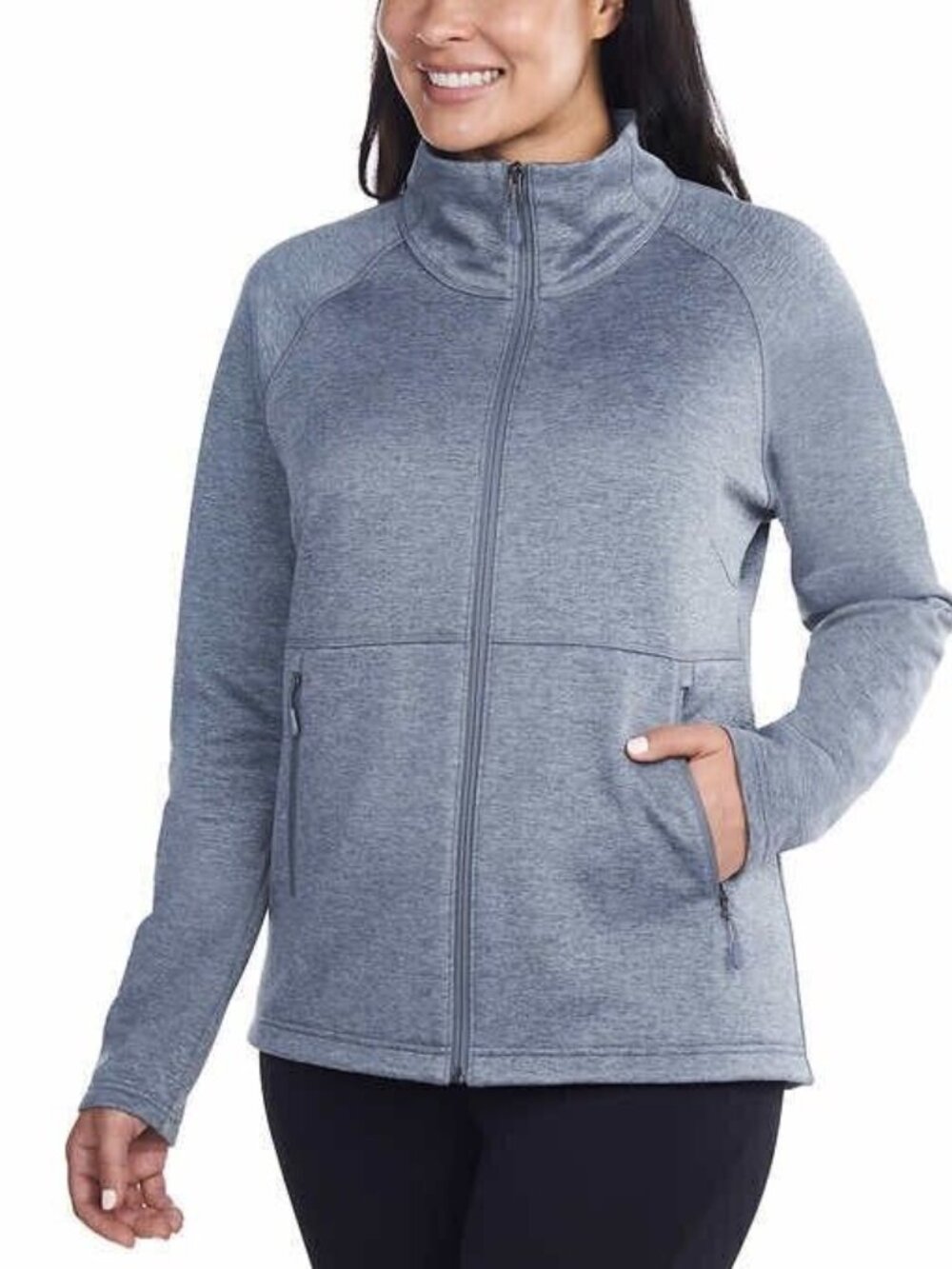Kirkland Signature Womens  Ladies Fleece Full Zip Jacket Gray Heather XL